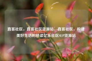 直客社区，直客社区货源站，直客社区，构建美好生活的桥梁亿乐社区SUP货源站