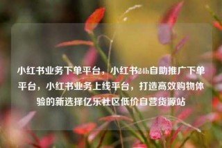 小红书业务下单平台，小红书24h自助推广下单平台，小红书业务上线平台，打造高效购物体验的新选择亿乐社区低价自营货源站