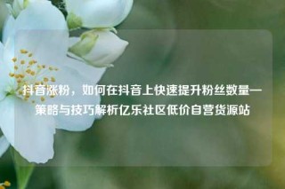 抖音涨粉，如何在抖音上快速提升粉丝数量—策略与技巧解析亿乐社区低价自营货源站