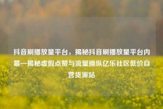 抖音刷播放量平台，揭秘抖音刷播放量平台内幕—揭秘虚假点赞与流量操纵亿乐社区低价自营货源站