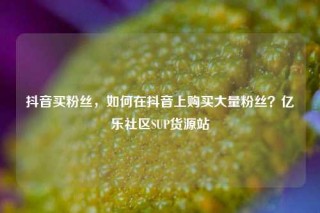 抖音买粉丝，如何在抖音上购买大量粉丝？亿乐社区SUP货源站