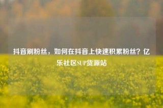 抖音刷粉丝，如何在抖音上快速积累粉丝？亿乐社区SUP货源站