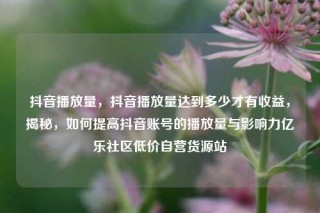 抖音播放量，抖音播放量达到多少才有收益，揭秘，如何提高抖音账号的播放量与影响力亿乐社区低价自营货源站