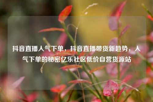 抖音直播人气下单	，抖音直播带货新趋势，人气下单的秘密亿乐社区低价自营货源站  第1张