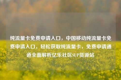 纯流量卡免费申请入口	，中国移动纯流量卡免费申请入口，轻松获取纯流量卡，免费申请通道全面解析亿乐社区SUP货源站  第1张