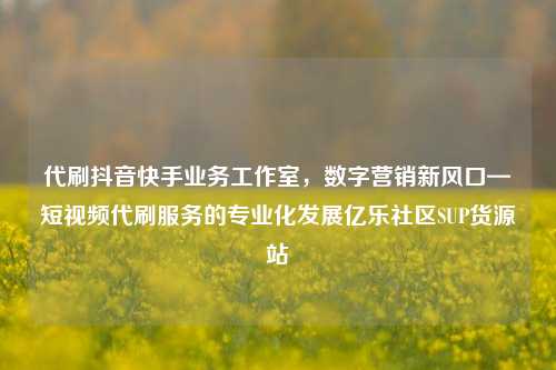 代刷抖音快手业务工作室，数字营销新风口—短视频代刷服务的专业化发展亿乐社区SUP货源站  第1张