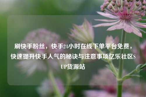 刷快手粉丝，快手24小时在线下单平台免费	，快速提升快手人气的秘诀与注意事项亿乐社区SUP货源站  第1张