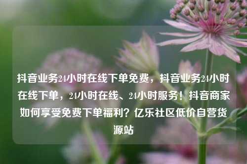 抖音业务24小时在线下单免费，抖音业务24小时在线下单，24小时在线、24小时服务！抖音商家如何享受免费下单福利？亿乐社区低价自营货源站  第1张
