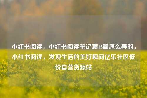 小红书阅读，小红书阅读笔记满15篇怎么弄的，小红书阅读，发现生活的美好瞬间亿乐社区低价自营货源站  第1张