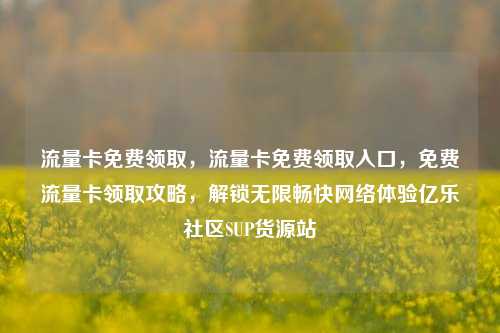 流量卡免费领取，流量卡免费领取入口，免费流量卡领取攻略，解锁无限畅快网络体验亿乐社区SUP货源站  第1张