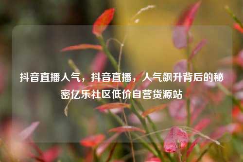 抖音直播人气，抖音直播	，人气飙升背后的秘密亿乐社区低价自营货源站  第1张