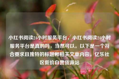 小红书阅读24小时服务平台，小红书阅读24小时服务平台是真的吗，当然可以。以下是一个符合要求且独特的标题和相关文章内容。亿乐社区低价自营货源站  第1张