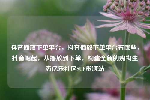 抖音播放下单平台，抖音播放下单平台有哪些，抖音崛起	，从播放到下单，构建全新的购物生态亿乐社区SUP货源站  第1张