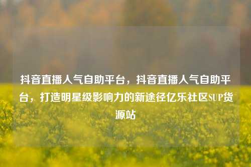 抖音直播人气自助平台，抖音直播人气自助平台	，打造明星级影响力的新途径亿乐社区SUP货源站  第1张