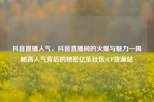 抖音直播人气	，抖音直播间的火爆与魅力—揭秘高人气背后的秘密亿乐社区SUP货源站  第1张