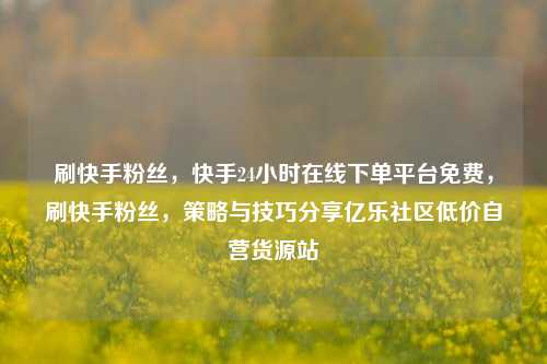 刷快手粉丝，快手24小时在线下单平台免费，刷快手粉丝	，策略与技巧分享亿乐社区低价自营货源站  第1张