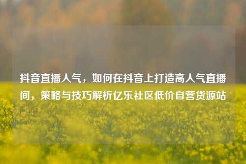 抖音直播人气，如何在抖音上打造高人气直播间	，策略与技巧解析亿乐社区低价自营货源站  第1张