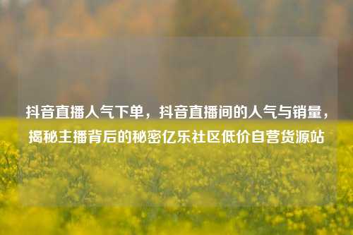 抖音直播人气下单，抖音直播间的人气与销量	，揭秘主播背后的秘密亿乐社区低价自营货源站  第1张