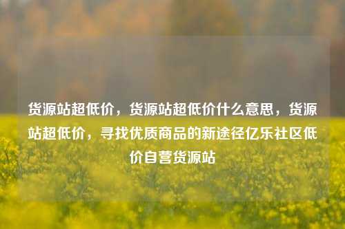 货源站超低价，货源站超低价什么意思，货源站超低价	，寻找优质商品的新途径亿乐社区低价自营货源站  第1张