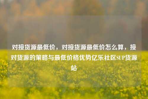 对接货源最低价	，对接货源最低价怎么算，接对货源的策略与最低价格优势亿乐社区SUP货源站  第1张