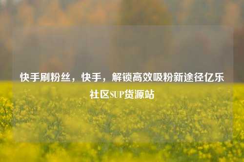 快手刷粉丝，快手	，解锁高效吸粉新途径亿乐社区SUP货源站  第1张