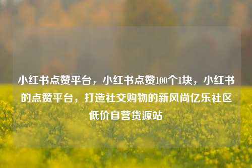 小红书点赞平台，小红书点赞100个1块，小红书的点赞平台，打造社交购物的新风尚亿乐社区低价自营货源站  第1张